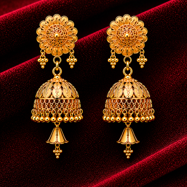 Traditional Floral Dome Jhumki Earrings
